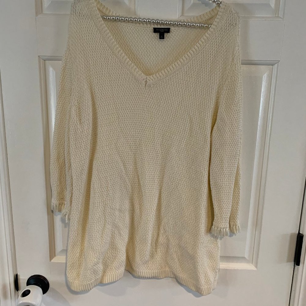 Talbots Woman Plus Size Wide V-Neck Tunic Sweater Size 1X